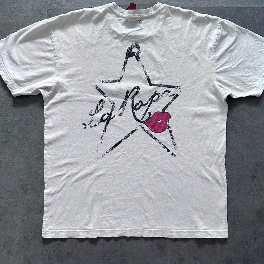La Ropa Life Men T-Shirt XL White Star Lips Streetwear y2k skatewear graphic tee
